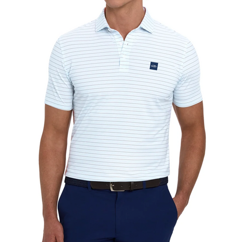 Holderness and Bourne Mens Polo - White and Blue Stripes